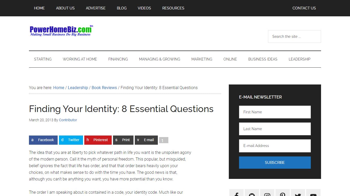 Finding Your Identity: 8 Essential Questions - PowerHomeBiz.com